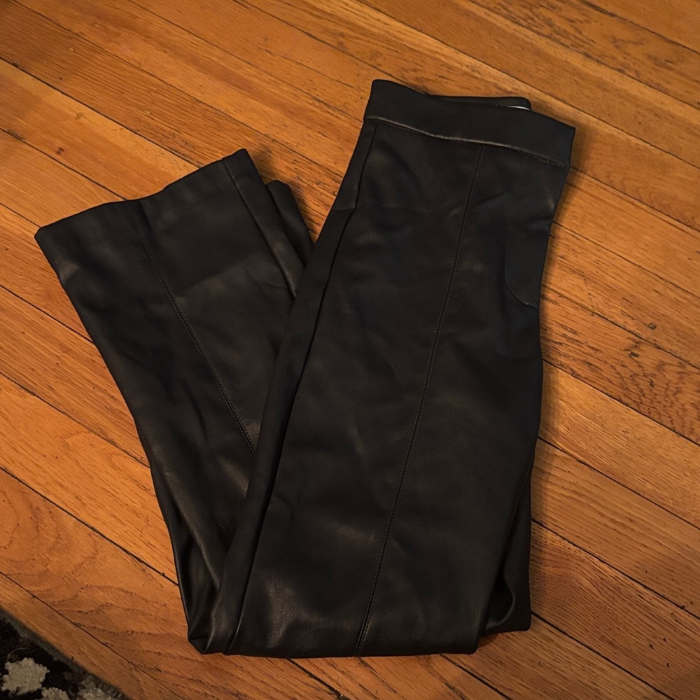VILA navy blue Faux Leather Boot-Flare Pants